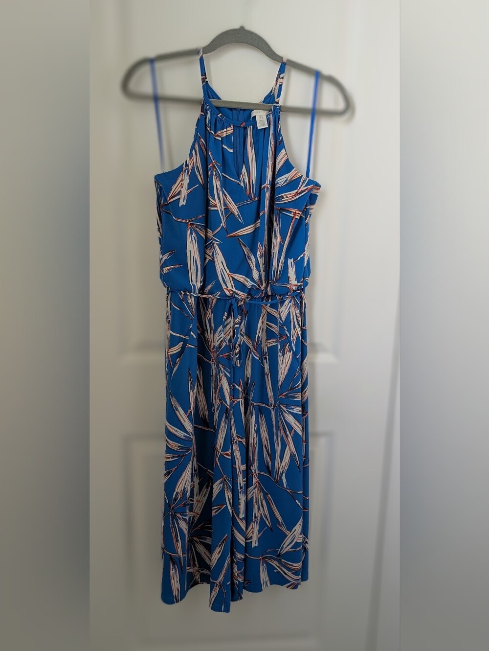 Blue Printed Halter Jumpsuit - Women